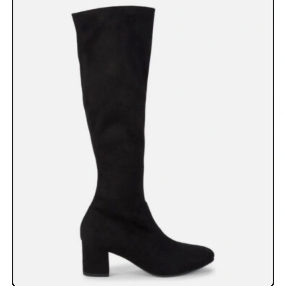 NIB Stuart Weitzman Frannie 60 Suede Stretch Knee-High Boot in Black Size 6B